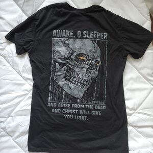 Chicyea Men's Black Graphic Skull Christ Tshirt Size L
